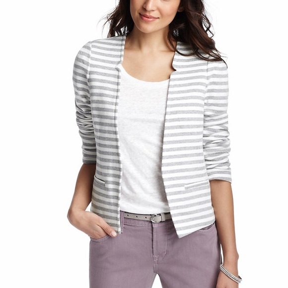 Ann Taylor Jackets & Blazers - Ann Taylor Striped Cotton Open Front Jacket