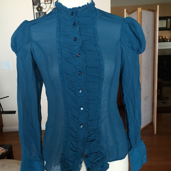 Teal Bebe blouse.