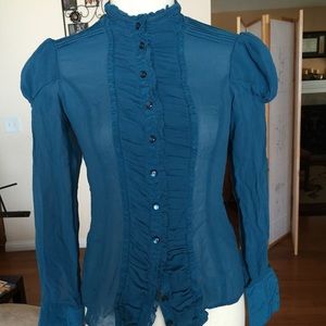 Teal Bebe blouse.