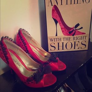 Red & Black lacy heels
