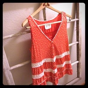 Orange lace ruffle top