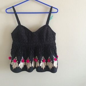 🌻🌻Anthropologie embellished crop-tank top.