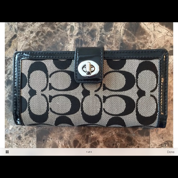 black and grey coach wallet