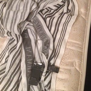 Navy Blue and White striped Emporio Armani scarf