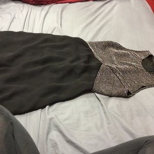 Black cocktail dress with stretchy silver bodice
