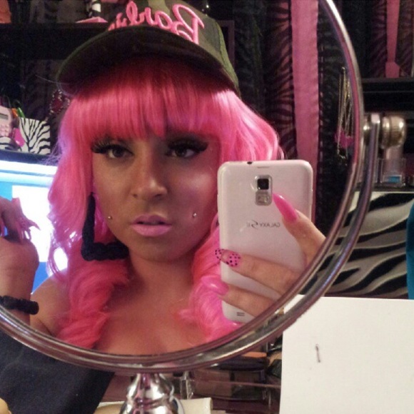 Pink Bang synthetic Wig