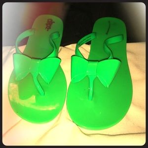 Circo Green Jelly Bow Flip Flops