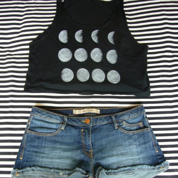Moon Glimpse Shirt w/ High Waisted Jean Shorts