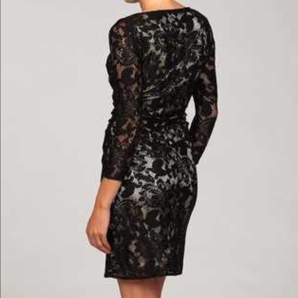 🌟NEW🌟Tahari Black Lace Ruche Dress - Picture 3 of 4