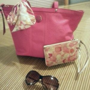 Authentic Coach Handbag & Signature Pouch Bundle