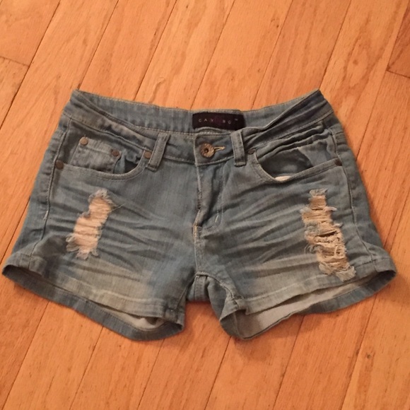 Ripped Denim Stretchy Shorts 26