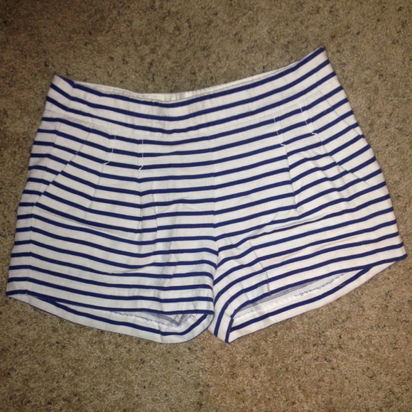 J. Crew Navy Striped High Waisted Shorts