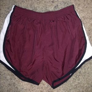 Maroon running shorts