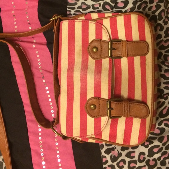 American eagle pink stripes purse