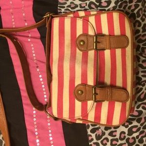 American eagle pink stripes purse