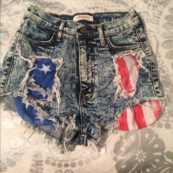 American Flag Highwaisted Jean Shorts