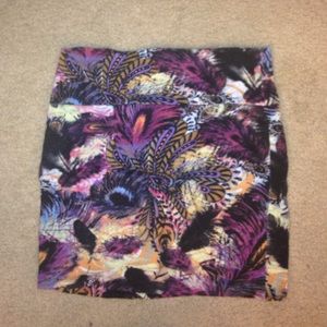 Black& Purple Peacock Print Skirt