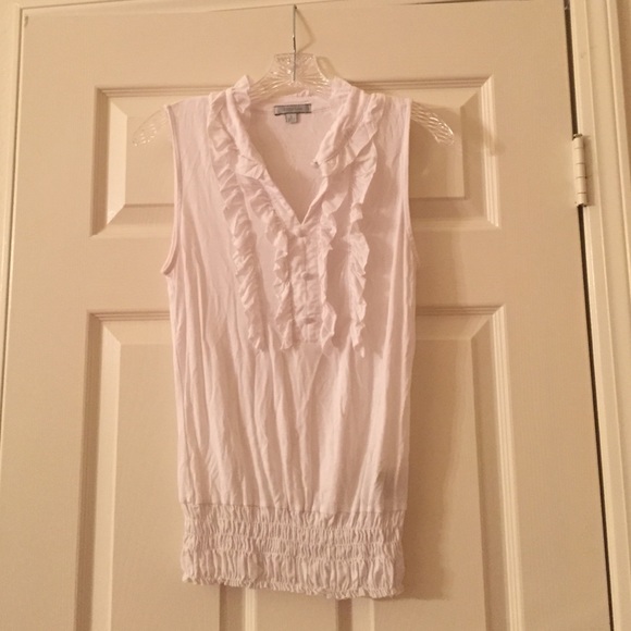 White soft, stretch blouse with button details, S