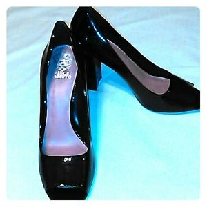 Vince Camuto Peep Toe Patent Leather Pump