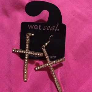 Rhinestone Cross Dangle Earrings