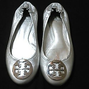 Silver Tory Burch Ballerina Flats