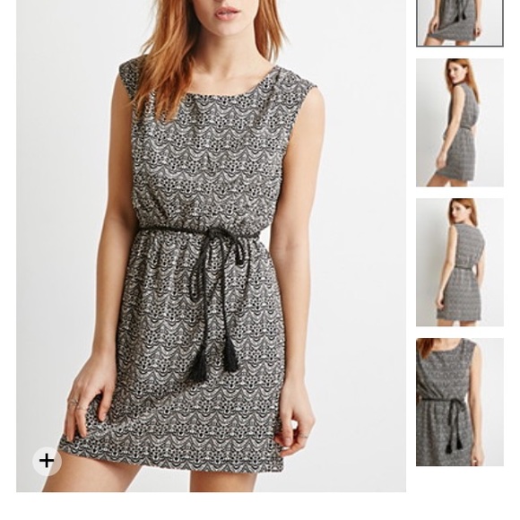 Forever 21 "fan print A-line dress"