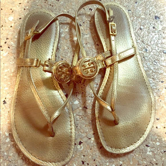 Tory burch gold strappy sandals size 7