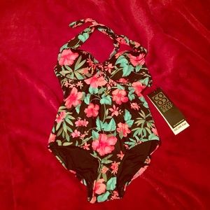 Beachy, floral one-piece bathing suit