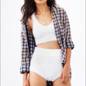 Kimchi Blue Fuzzy pin up shorts and bra top set