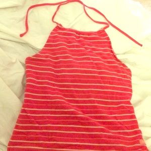 Pink Striped Halter Top