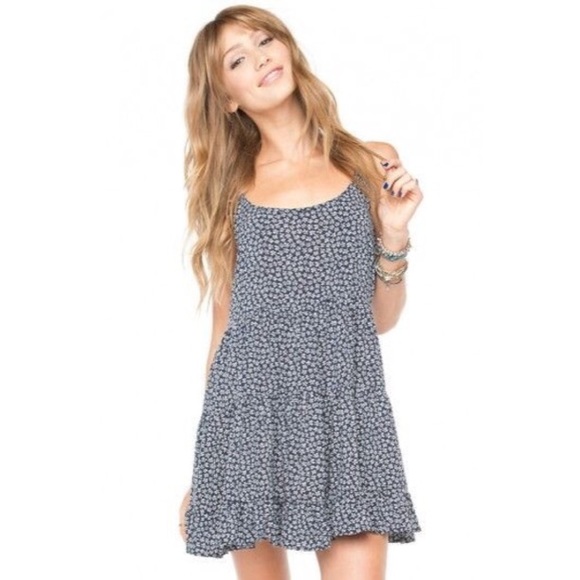 Brandy Melville Floral Jada Dress Navy Blue