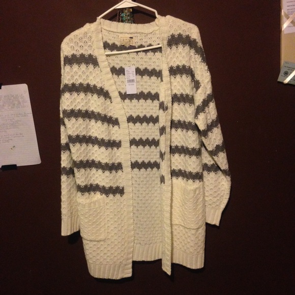 Cream & Gray Striped Cardigan LA Hearts Pacsun
