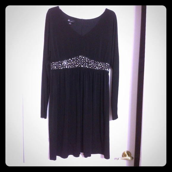 A Line Black Dress with Jewel accent.
