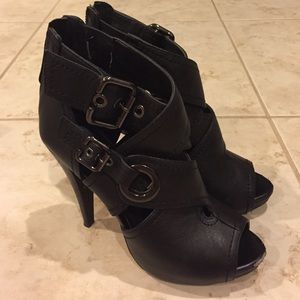 Black leather heels