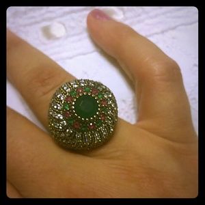RING!! Vintage Ruby Red, Emerald Green & Diamonds!