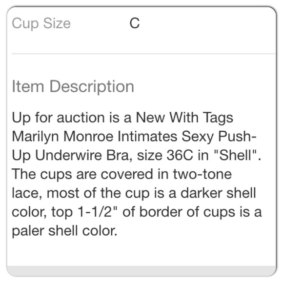 Marilyn Monroe Sexy Push Up Bra with Lace 36B/C - Picture 3 of 4