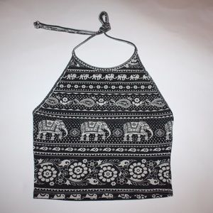 Black halter crop top from Urban Outfitters.
