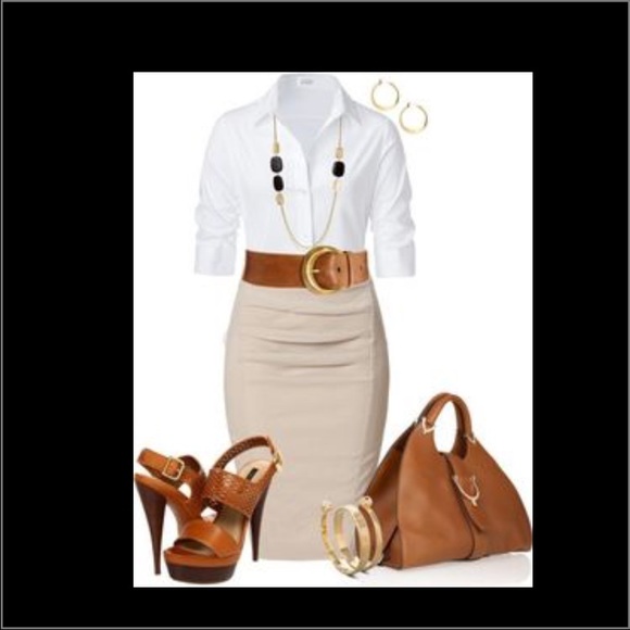 Office Tan Skirt💻👓💼