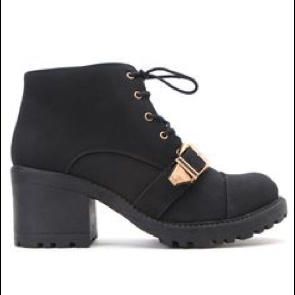 Black chunky booties