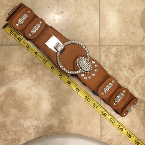 Brown glitter stretch belt