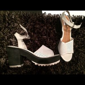 black and white heel sandal