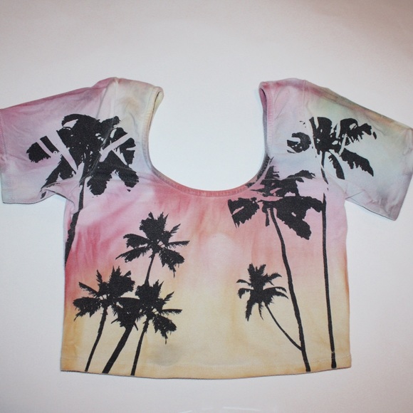 Tye dye crop top with palm trees from LF.