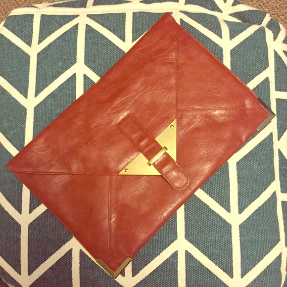 Cognac Brown Oversized Envelope Clutch