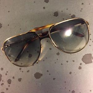 GUCCI Metal and Tortoise Unisex Aviator Sunglasses