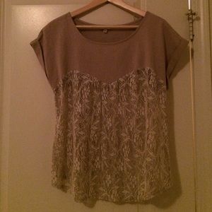 Tan and lace top