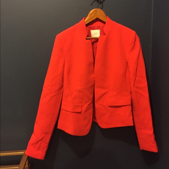 Red Orange Notched Collar Blazer