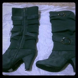Grey heeled boots