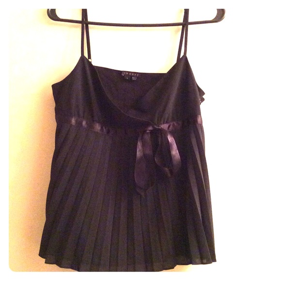 Theory Silky Pleated Cami Tank Black L EX COND