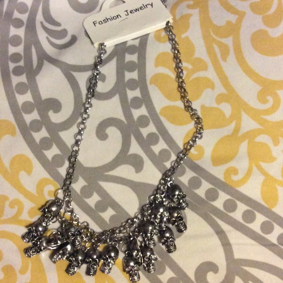 Silver skull statement necklace