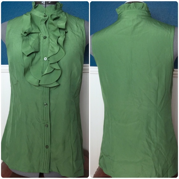 AnnTaylor LOFT Ruffle Sleeveless w/ Victorian Neck - Picture 2 of 4